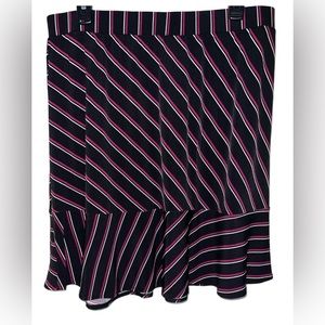 Lane Bryant Skirt Womens Size 14-16 Black White Pink Striped A-line Stretch NWT